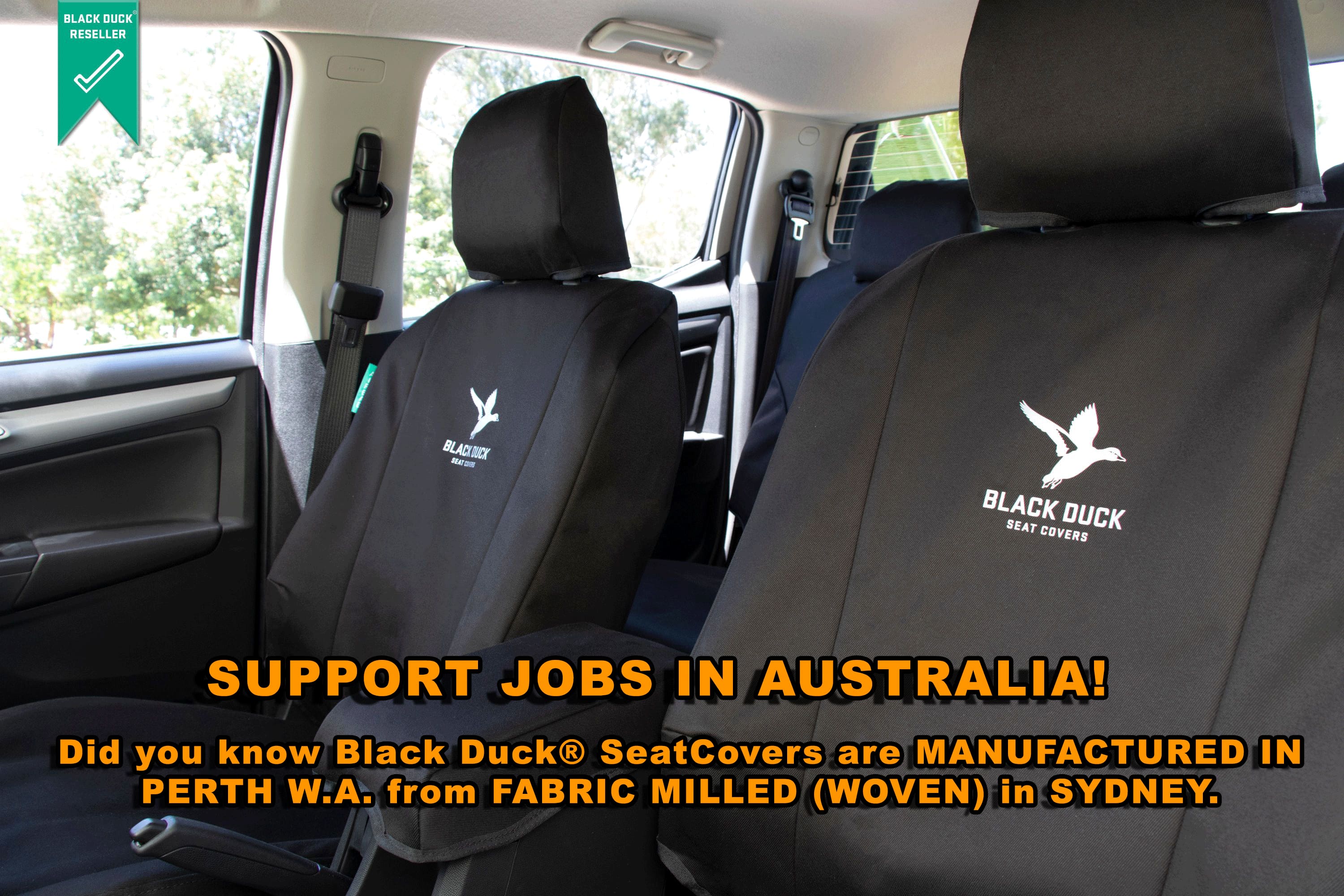 Black Duck seat covers on Toyota HiLux